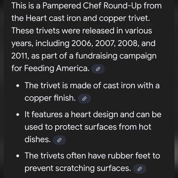 Pampered Chef Round up from the heart cast iron &copper trivet - Picture 8 of 9